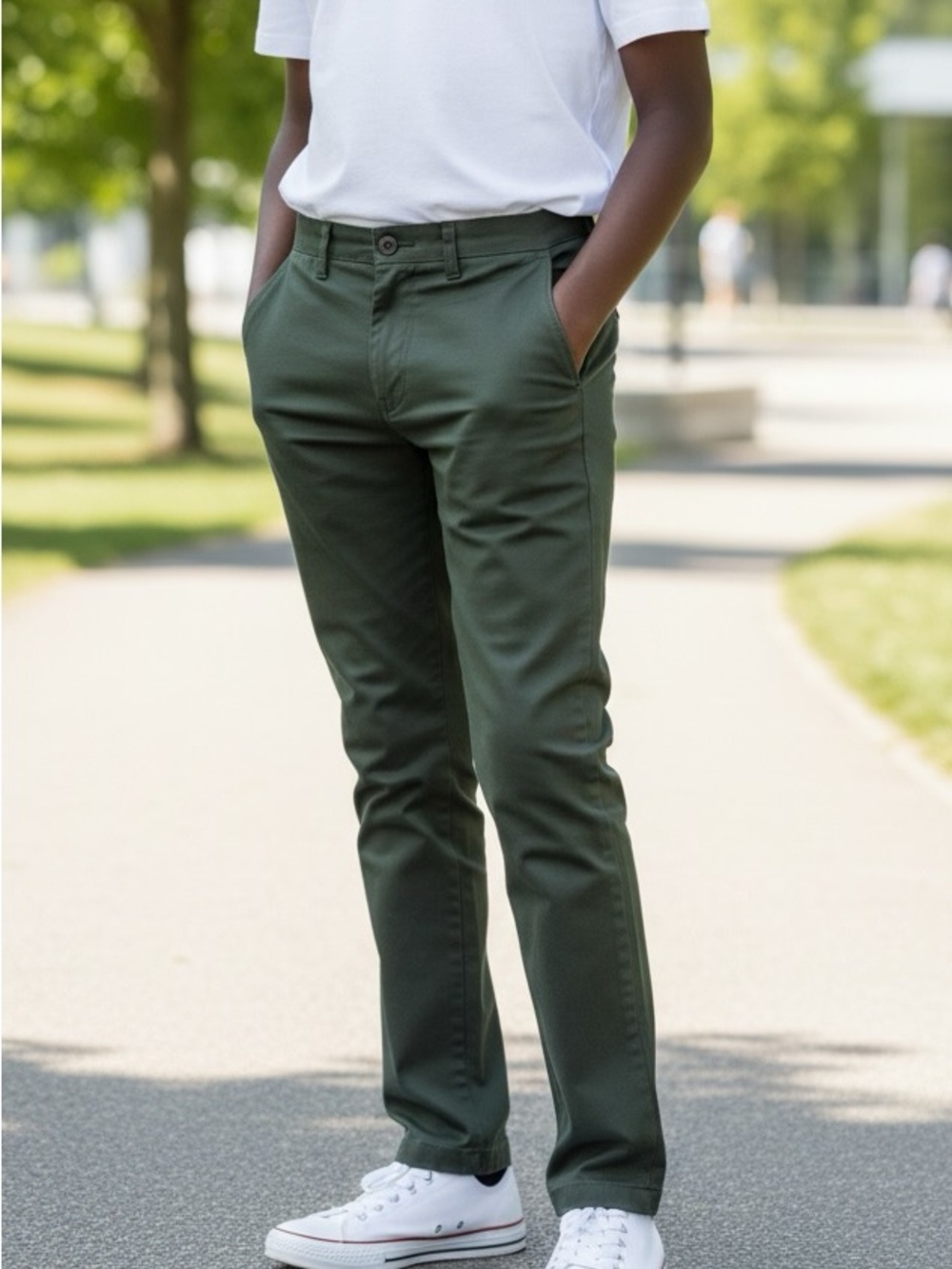 Dickies Green Straight Leg Pants Sturdy Cotton Blend